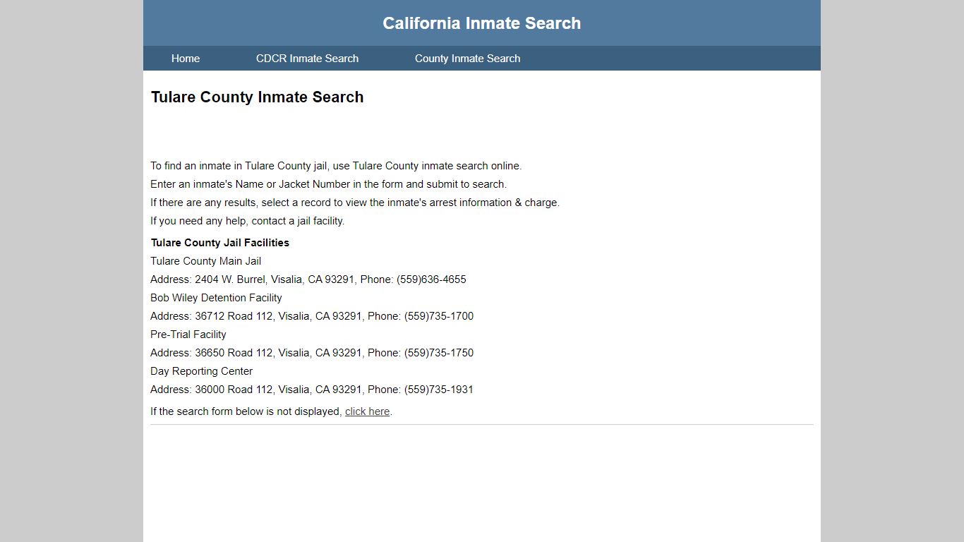 Tulare County Inmate Search